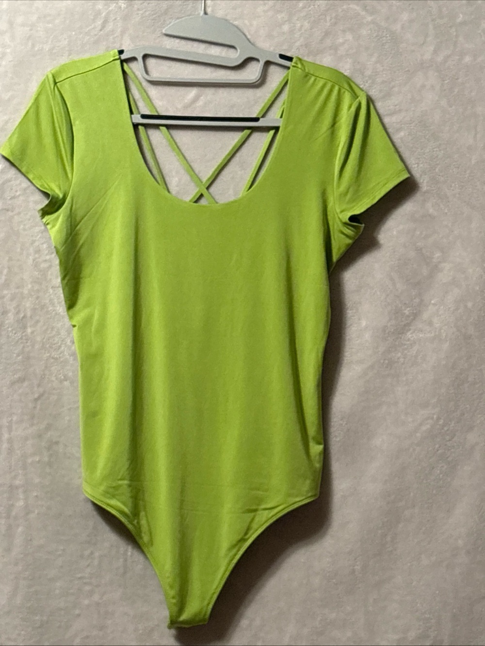 NWT Express Neon Lime Short Sleeve Crisscross Back Bodysuit